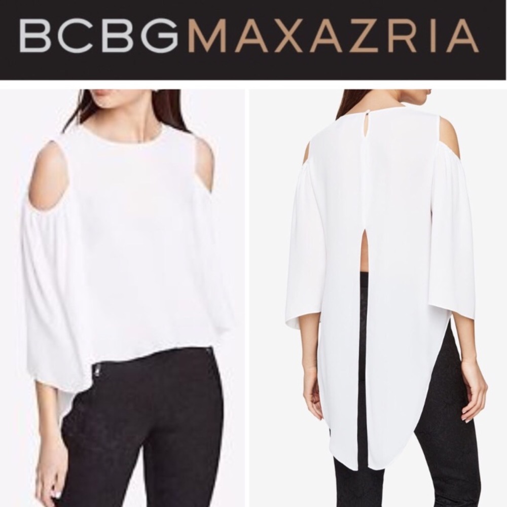 Bcbgmaxazria cold shoulder skipper top